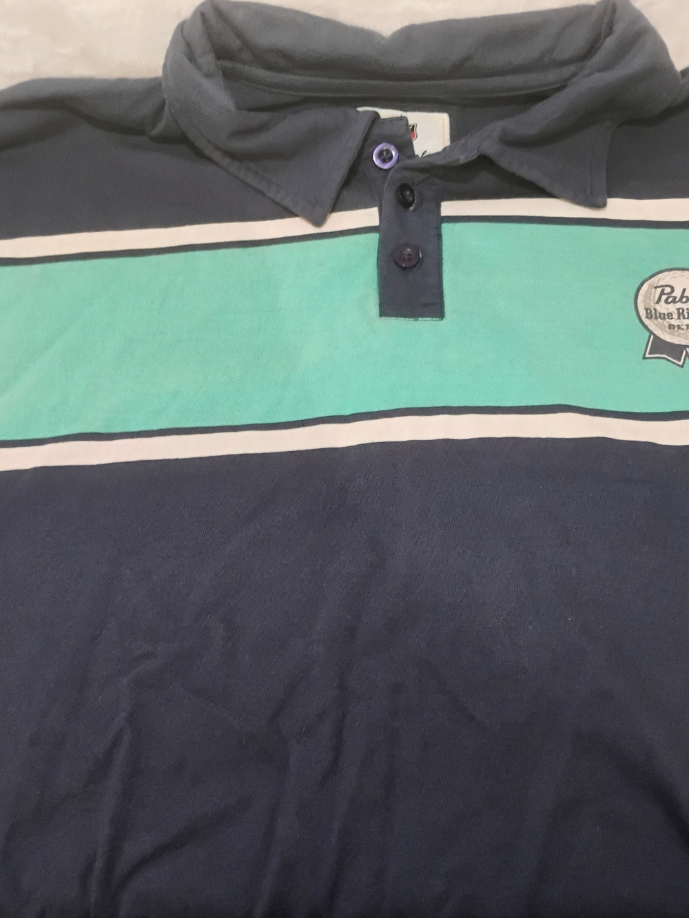 American Needle Mens XXL Pabst Blue Ribbon Beer Maverick Polo Shirt Golf G‎